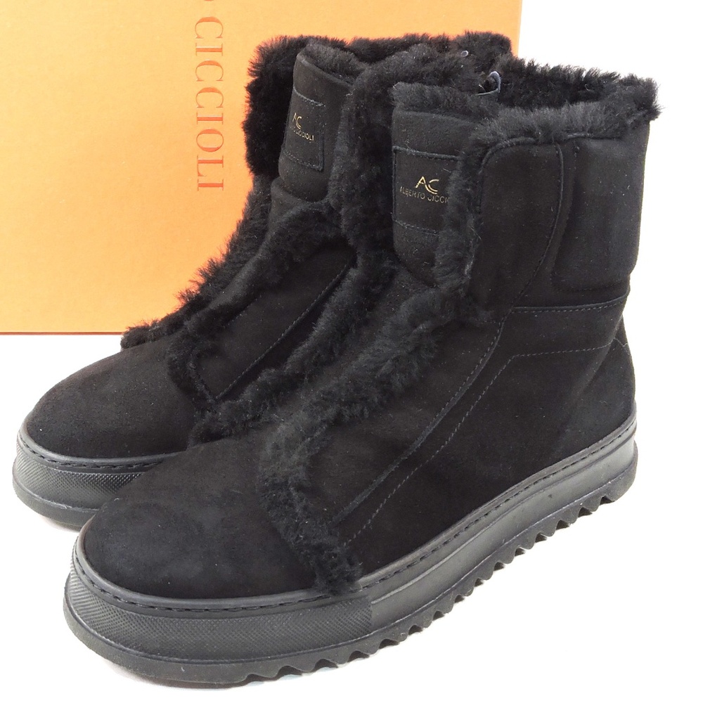 ALBERTO CICCIOLI 🇮🇹 WOMEN'S BLACK SUEDE COMFORT WINTER ANKLE BOOTIE